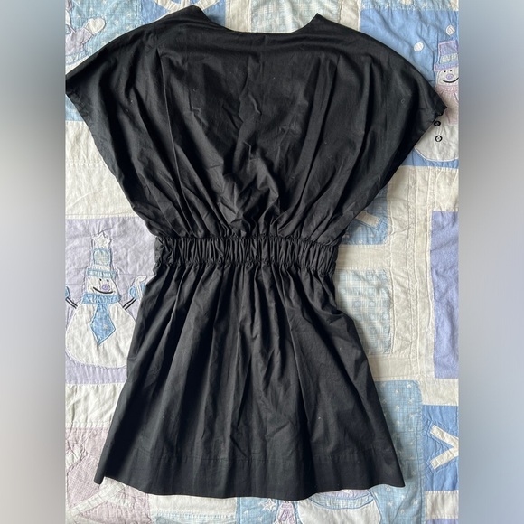 Zara Womens Black Minimalist V-Neck Poplin Sleeves Pleated Dress Size XS - Picture 12 of 16